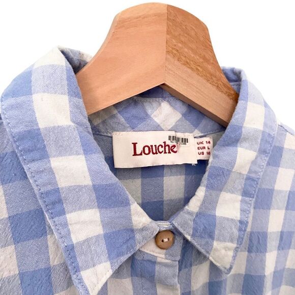 Louche Addie Picnic Check Playsuit Blue and White Size US 10 - Picture 6 of 12